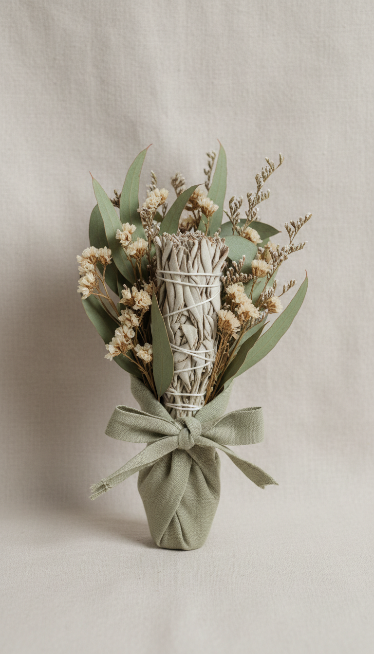 Curated Botanical Bundle With Sage Linen Wrap